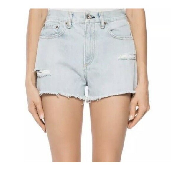 rag & bone Pants - RAG & BONE Jean Shorts Womens 30 Justine High Rise Denim Blue Glena Wash $185